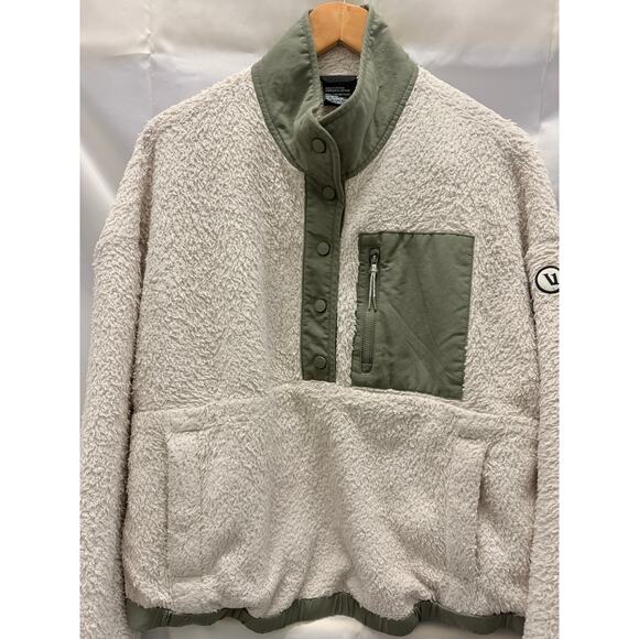 Vuori Cozy Sherpa Popover Women's Sherpa Pullover in Dune Large Fall Winter Cozy - Picture 6 of 9